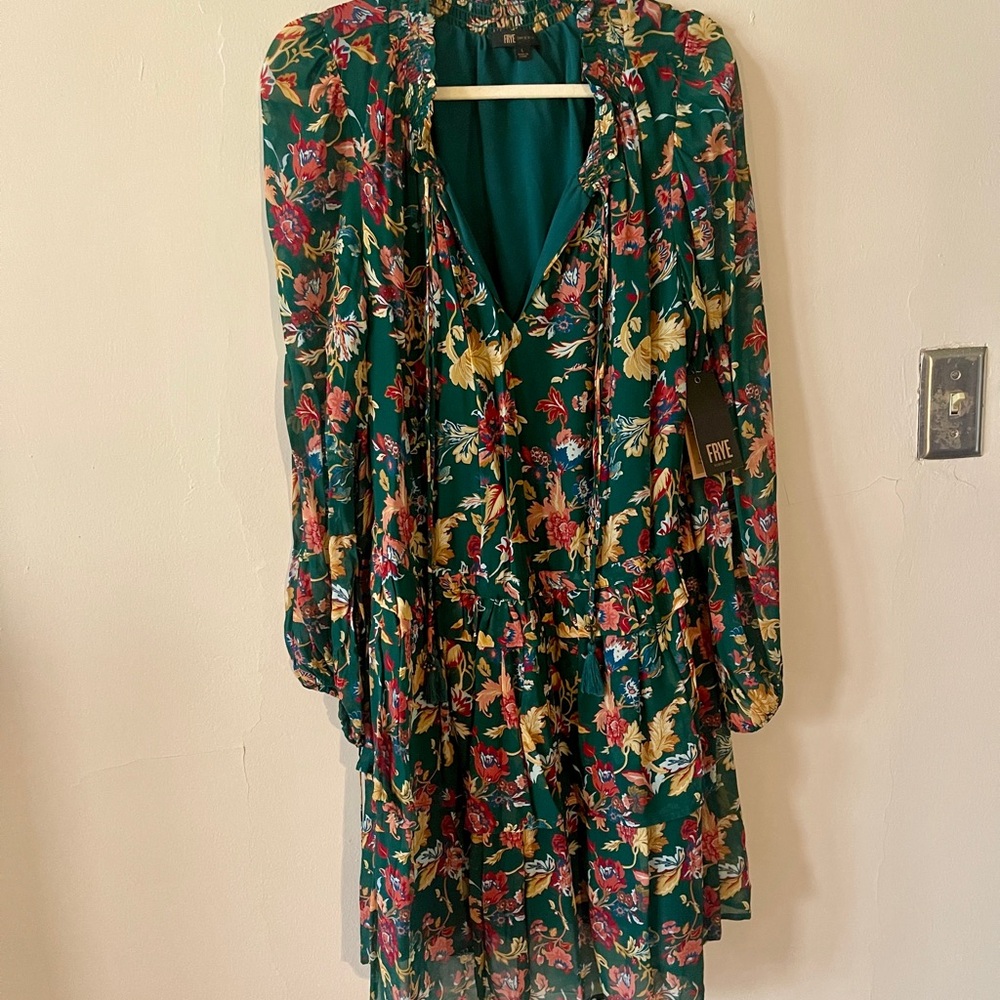 NWT FRYE AND CO. Green Floral Dress Size L